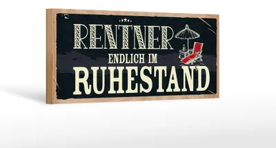 Produktbild von Holzschild Spruch 27x10 cm Rentner endlich im Ruhestand Deko Schild