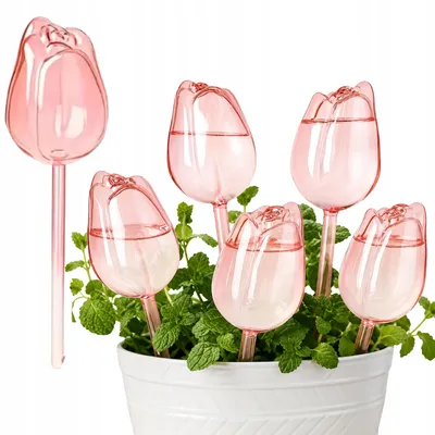 Produktbild von Bewässerungskugeln Set für Pflanzen - 5 Stück - Tulpenform - Wasserspender Automatisch - Rosa