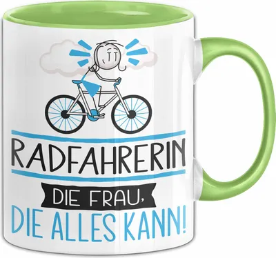 Produktbild von Radfahrerin Geschenk Tasse Becher Die Frau Die Allen Kann Geschenkidee für eine Radfahrerin Lustig (Grün)
