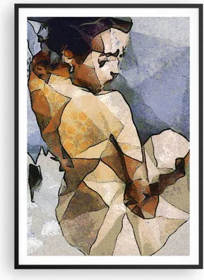 Produktbild von Gerahmtes Poster - Schwarzer Rahmen - Figuren Geometrisch Frau - 70x100 cm - Wand Bild - Wanddeko - Wandbilder - Kunstposter - Wandposter - Bilderrahmen - Bilder - Kunstdruck - P2BPA70x100-5151