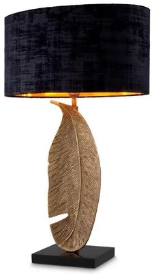 Produktbild von Casa Padrino Luxus Tischleuchte Vintage Messing / Schwarz 50 x 30 x H. 76,5 cm - Schreibtischleuchte mit ovalem Lampenschirm und Granitsockel - Luxus Tischleuchten - Luxus Schreibtischleuchten