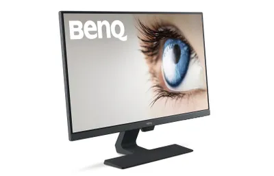 A BenQ monitor displaying an eye and the BenQ logo.