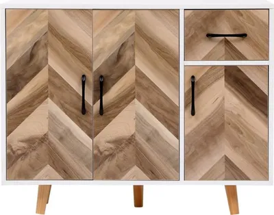 Produktbild von Happy Home Sideboard Kommode Dreitüriger Stauraumschrank mit 1 Schublade HWR19-HOL Holz