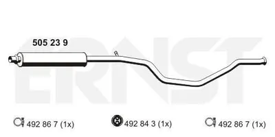 Produktbild von ERNST 505239 Mittelschalldämpfer Schalldämpfer passend für PEUGEOT 307 SW (3H) 307 Break (3E)