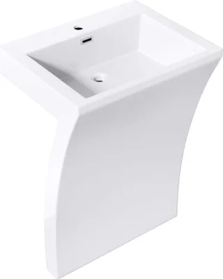 Immagine prodotto di doporro Lavabo a Colonna Per Bagno Lavabo Freestanding da Terra Lavandino Monoblocco 60x48x83 cm Bianco Lucido, Lavabo Autoportante in Marmo Resina con Foro Rubinetto e Troppopieno Colossum07