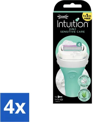 Productafbeelding van Wilkinson Sword – Scheersystemen – Intuition Sensitive Care 2-in-1 – Voor een zachte huid – 1 scheersysteem - Voordeelverpakking - 4 stuks