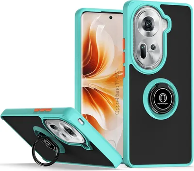Produktbild von Hülle für Oppo Reno11 Ring Halter Ständer Matte Transluzent TPU Bumper Stoßfest Schutzhülle Hellblau