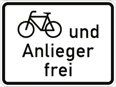 Produktbild von Verkehrsschild VZ1020-12, Radverkehr und Anlieger frei, Alu, RA2, 420x315 mm