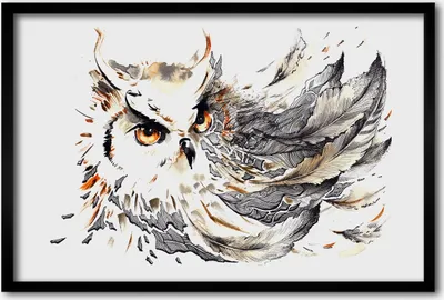Produktbild von Bild 60x40 MDF-Rahmen, Wandkunst Eule