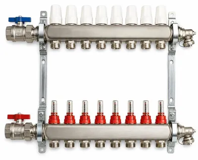 Produktbild von BADfabrik24 Eco Heizkreisverteiler Edelstahl für 8 Heizkreise