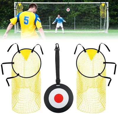 Imagen del producto de Kit de entrenamiento de fútbol con 2 porterías y 1 rebote, de 3 piezas, para uso en el jardín