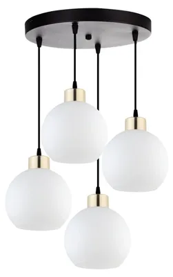 Produktbild von KAR-LIGHTING Pendelleuchte 4-flammig Schwarz aus Stahl und Glas – höhenverstellbar, für Esszimmer, E27
