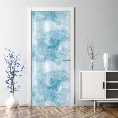 Produktbild von Dekorative Türaufkleber selbstklebend Klebefolie Aufkleber Blaue Palmblätter 77 x 200 cm