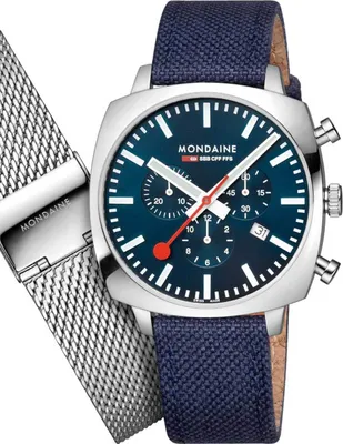 Image de Mondaine Cushion MSL.41440.LD.SET Chronographe Homme avec bracelet interchangeable