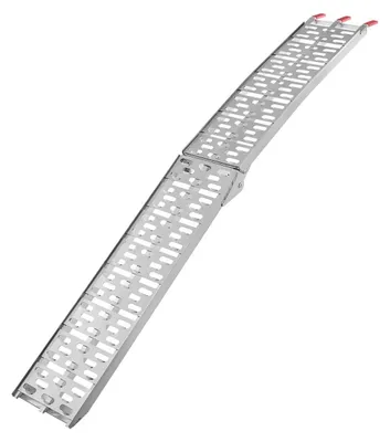Obrázek produktu pro Nájezdová rampa – rampa pro motocykly a čtyřkolky – ocelová, skládací, protiskluzová, 223 × 28 cm, nosnost 340 kg – stříbrná