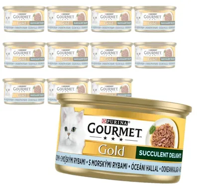 Zdjęcie produktu dla Purina Gourmet Gold z Rybą Oceaniczną 12x85g Mokra Karma Dla Kota Succulent Delights
