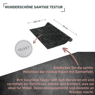 Produktbild von Klebefolie Samt anthrazit - 67,5x100cm