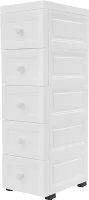 Immagine prodotto di Contenitore su ruote con cassetti - Mobiletto stretto con 5 cassetti - Plastica PP - Impermeabile - 25×34×82 cm - Bianco