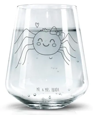 Produktbild von Mr. & Mrs. Panda Trinkglas Spinne Agathe Freude - Transparent - Geschenk, Trend, Viral, Wasserglas, Wasserbecher, Viraler Hit, Becherglas, Beliebte, Tumbler Glas