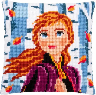 Zdjęcie produktu dla Poduszka do haftu krzyżykowego Vervaco "Disney Frozen 2 Anna", wstępnie narysowany obrazek