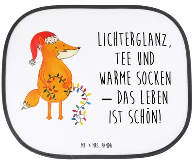 Produktbild von Mr. & Mrs. Panda Hitzeschutz Auto Fuchs Weihnachten - Weiß - Geschenk, Sonnenblende, Sonnenschutz für, Weihnachtszeit, Heiligabend, Nikolaus, Weihnachtsmann, Winter, Pkw