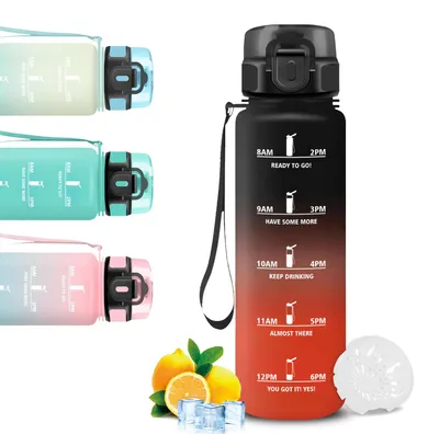 Produktbild von Mujigaga 1L Auslaufsichere Trinkflasche Zeitmarkierung