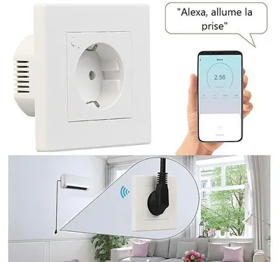 Image de Prise encastrée connectée compatible commandes vocales avec wattmètre