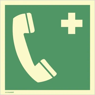 Produktbild von Dreifke® Aufkleber Notruftelefon, ISO 7010, Folie, langnachleuchtend, 160-mcd...