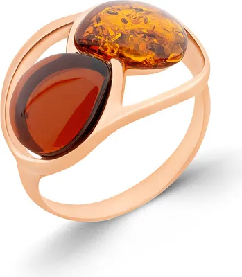 Produktbild von Golders Damenring rosévergoldet aus 925 Silber mit Kirsch- und Cognacbernstein, Sterlingsilber Ring