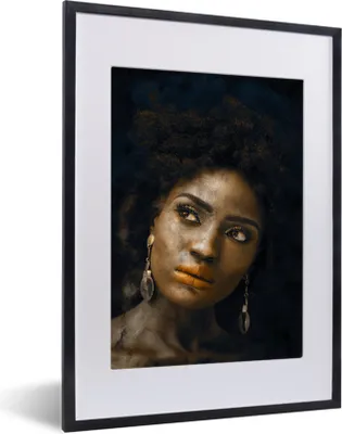 Produktbild von MuchoWow® MuchoWow® Gerahmtes Poster Frauen - Farben - Ohrringe 30x40 cm - Poster mit zchwarzem Bilderrahmen - Wandposter Schlafzimmer