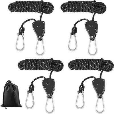 Produktbild von Famanu Reflectierende Touwset 4 Stück, 4 m, 4 mm, Mit Haken und Spanner - Ideal für Zeltbefestigungen