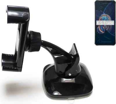 Produktbild von K-S-Trade kompakte Handy-Halterung Windschutzscheibe kompatibel mit Asus Zenfone 8 Flip Armaturenbrett schwarz Autohalterung KFZ Halter