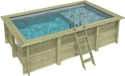 Produktbild von Pool AQUA 4.65 x 2.85 - H.1.24 m mit Liegefläche, grau, mit Stahlprofilen zum Einbetonieren