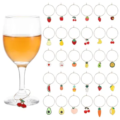 30 Glasmarkeringsringe für Weingläser, Frucht-Stil, Zink