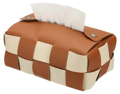 Image de Support pour boîte de mouchoirs - Rectangulaire - Pour le rangement des mouchoirs - Marron - 17 x 11 x 7 cm