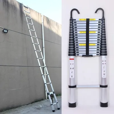 Produktbild von Teleskopierbare Leiter – Teleskopleiter – Ausziehbare Leiter – Klappleiter – Anlegeleiter – Aluminium – 6,2 Meter