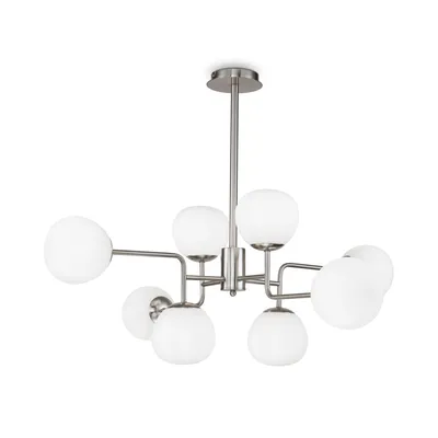 Image de Lustre, 8 flammes, métal, nickel, hauteur réglable