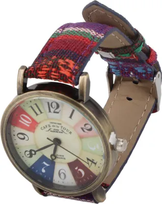 Obrázek produktu pro Hippie hodinky Pestrobarevné bohémský styl MosaznéPolyuretankůže Tlačítko Baterie Ženy pro narozeninovou párty Modrá Dárky Modrá