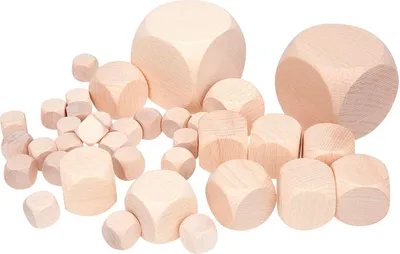 Produktbild von Rohwürfel-Set aus Buchenholz – 37 Blanko-Würfel für kreative Ideen