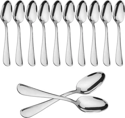 Produktbild von Dessertlöffel, 12 Stück - Hochglanzpolierter Edelstahl 18/0 - Spülmaschinenfest - Langlebig - Modernes Design - Korrosionsbeständig - Besteckset