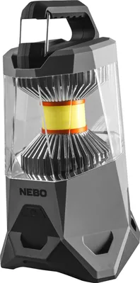 A black and gray LED lantern with a yellow and orange center, shown against a white background.
