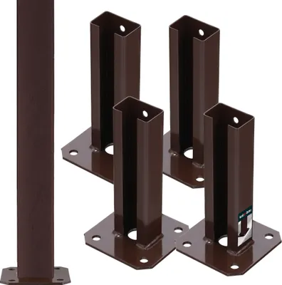 Zdjęcie produktu dla KOTARBAU® Zestaw 4 szt Podstawa Słupa Drewnianego Przykręcana 60 X 40 MM Kotwa do Ogrodzeń Wspornik do Słupka Brązowa