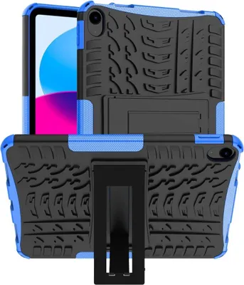 Produktbild von iPad (2025) / iPad 10.9 (2022) Hülle - Panzer Back Cover mit Ständer - Blau
