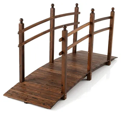 Produktbild von COSTWAY Gartenbrücke mit Geländern, Teichbrücke Zierbrücke aus massivem Tannenholz, Holzbrücke bis 500kg, Dekobrücke Brücke, 230x73x108cm, Braun