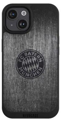 Produktbild von NIVOCASE Handyhülle für Apple iPhone 15  Hülle NIVOpure Case Schwarz FC Bayern München FCB Metallic Look