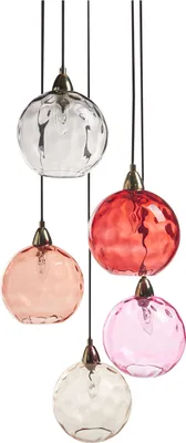 Produktbild von BELIANI Hängeleuchte Rot Glasschirm 5-Flammig mit Glaskugeln Farbiges Glas Langes Kabel Modern Beleuchtung Leuchte Esszimmer Schlafzimmer Wohnzimmer