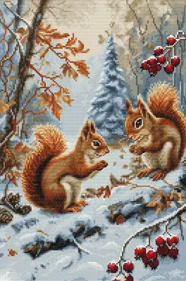 Obrázok produktu pre Súprava na vyšívanie krížikom "Radosť z veveričiek", 21x32cm