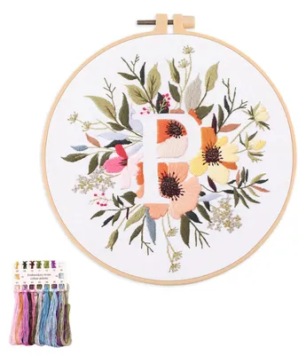 Stickerei-Set Pflanze Blume Buchstabe P, Komplettes Starterkit für Anfänger