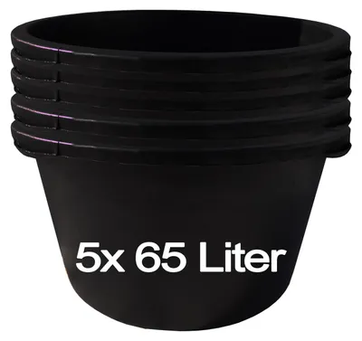Image de 5 seaux à mortier de 65 litres Seau de chantier Seau à mortier Seau à plâtre Seau de maçon Seau