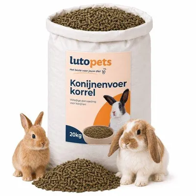 Image de Lutopets, alimentation pour lapins, granulés, 20 kg – Aliment complet pour lapins et nains. Contient de la luzerne